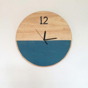 LOFT 木製半分色付け壁静音掛け時計-円形