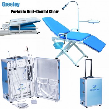 Greeloy®歯科用ポータブル式診療チェアGU-P 109A + GU-P206ポータブル診療ユニットライト付き +収納バッグキット