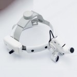歯科外科手術医療用ヘッドルーペ 2.5X420mm ヘッドライト LED付き DY-105 ホワイト
