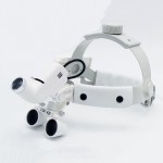 歯科外科手術医療用ヘッドルーペ 2.5X420mm ヘッドライト LED付き DY-105 ホワイト