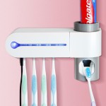 2 in 1歯ブラシUV滅菌器 紫外線歯ブラシ除菌器 歯ブラシ消毒器 歯ブラシホルダー 歯磨き粉ディスペンサー 練り歯磨きホルダー