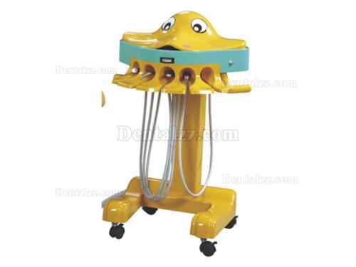 A8000-IB 小児用歯科チェアユニット キッズデンタルユニット 恐竜椅子と笑顔の猫サイドボックス付き
