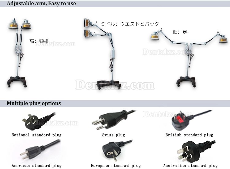 Bozhihan CQ-26 500W ダブルヘッドTDPランプ 電磁治療器具 治療装置 機械式タイマー付き