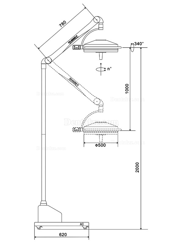 KWS 36LED歯科医療用ライト手術用無影灯照度の深さ調整可能KD-2036D-3(土台付き、スタンド式)