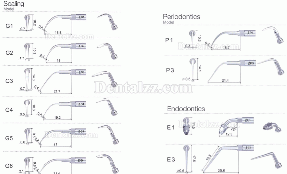 10Pcs Woodpeckerスケーラーチップ E1 E2 E3 E3D E4 E4D E5 E5D E8 E9 E10D E11 E11D E14